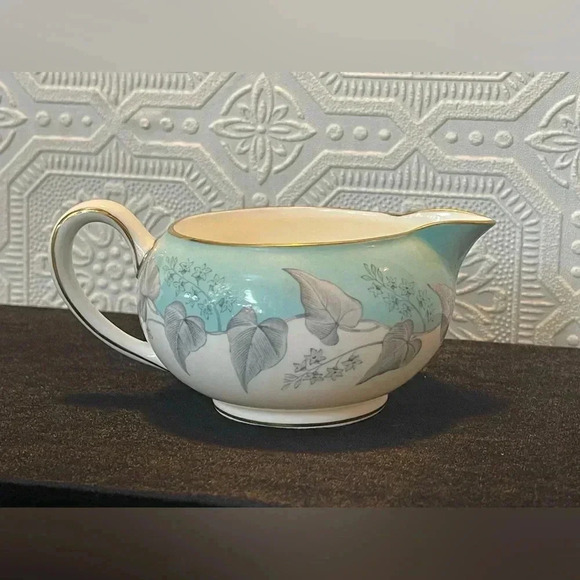 Wedgwood Bone China Buxton Turquoise with Gold Rim Creamer and Sugar Set - Picture 9 of 13